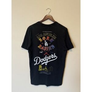 Born X Raised Los Angeles Dodgers Logo Black Graphic Tee 2022 M
